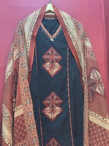 Elegant Black & Red Ethnic Kurta Set with Dupatta