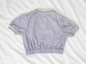 Lavender Zip-Up Cropped Top