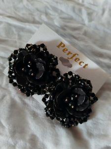 Elegant Black Rose Statement Earrings