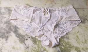 Lace Up Briefs with Floral Detail