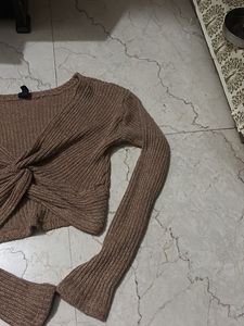 Twisted Front Knit Crop Top