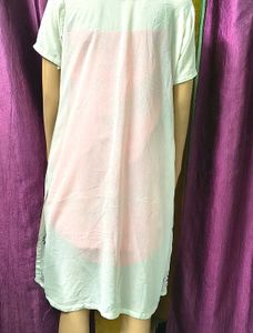 Light white Short Sleeve Dress with Floral Print