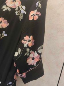 Black Floral Print Kurta
