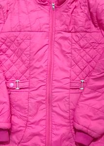 Pink Quilted Jacket with Hood