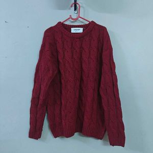 Maroon Cable Knit Sweater