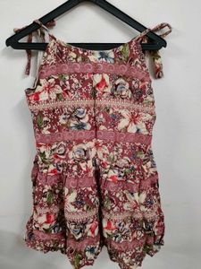 Floral Peplum Top with Lace Trim