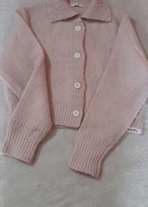 Pink Collared Knit Cardigan