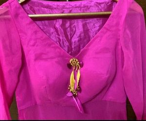 NEW Custom-Made Rose Pink Chiffon Kurti