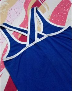 Blue Sequin Skull Tank Top