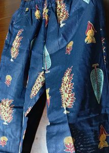 Navy Blue Printed Kurta with Palazzo Set