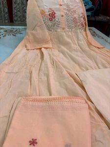 Elegant Peach Embroidered Kurta Set