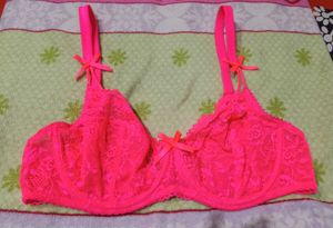 Hot Pink Lace Bra with Bows