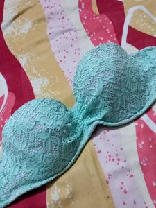 Aqua Lace Strapless Bandeau Bikini Top