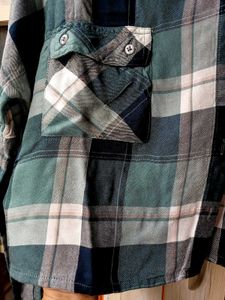 Checkered loose Crop Shirt with Hoodie