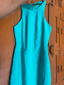 Aqua Blue Sleeveless Sheath Dress