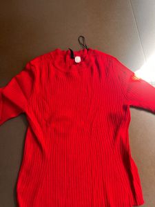 Ribbed Red Top
