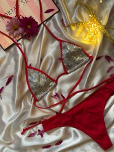 Red &amp; Silver Bikini Set