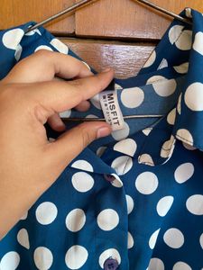 Polka Dot Tie-Front Blouse