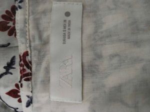 ZARA Cream &amp; Terracotta Red Floral Print Boho Dres
