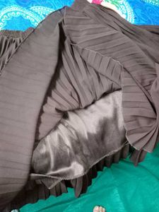 Brown Pleated Midi Skirt