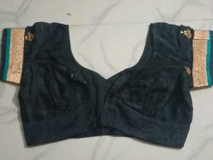 GentlyUsed Elegant Black SilkBlouse withGoldTrim-