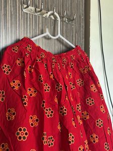Vibrant Red Ethnic Skirt