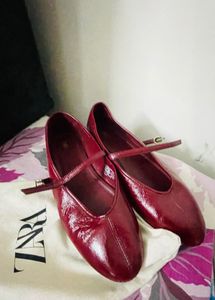 Zara Red Patent Mary Jane Flats