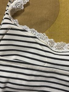 Striped Halter Top with Lace Trim