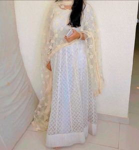 Elegant White Lace Ethnic Gown
