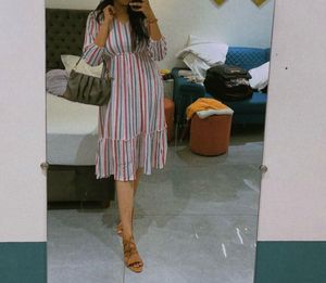 Striped Midi Dress - Casual & Chic