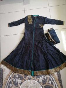 Elegant Navy Blue Kurta Set with Dupatta