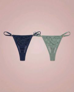 Lace Trim Thong Panty Combo