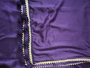 Elegant Purple Dupatta with Pom-Poms