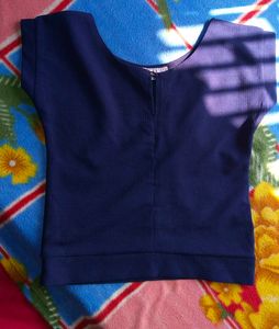 Casual Navy Blue Crop T-Shirt