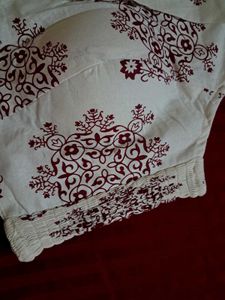 Elegant White Blouse with Maroon Print