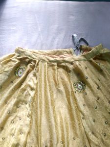 Handstitched Beautiful Golden Lehenga Skirt ✨
