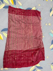 Maroon Silk Saree with Gold Work