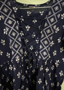 Navy Blue Peasant Blouse