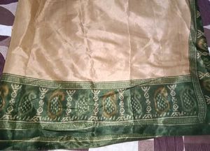Elegant Beige &amp; Green Saree