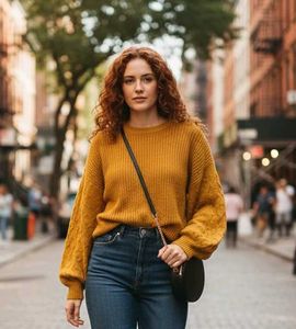 Mustard Knit Sweater for Plus Size
