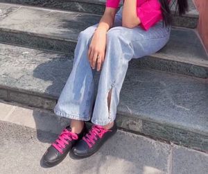 Wide Leg slit cut Jeans