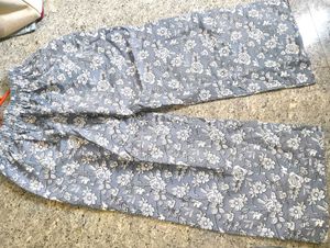 Grey Floral Print Palazzos