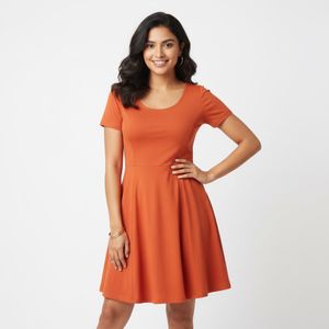 Orange Fit and Flare Dress