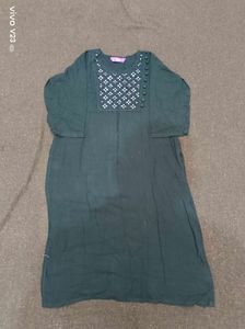 Libas Black Cotton Kurti with Mirror Work |