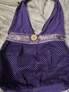 Boho Style Purple Elephant Pattern Bag
