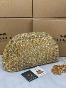 Sparkling Gold Clutch Bag with Chain