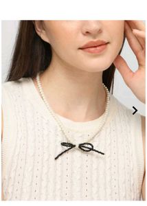 Pearl Necklace with Black Bow