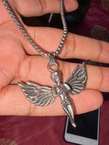 Silver Angel Pendant Necklace