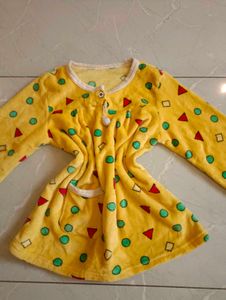Yellow Patterned  velvet women knit top