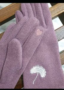 🧤Lilac Cozy Embroidered Winter Gloves